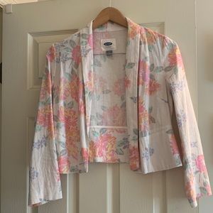 Old Navy cropped floral linen blend jacket XS